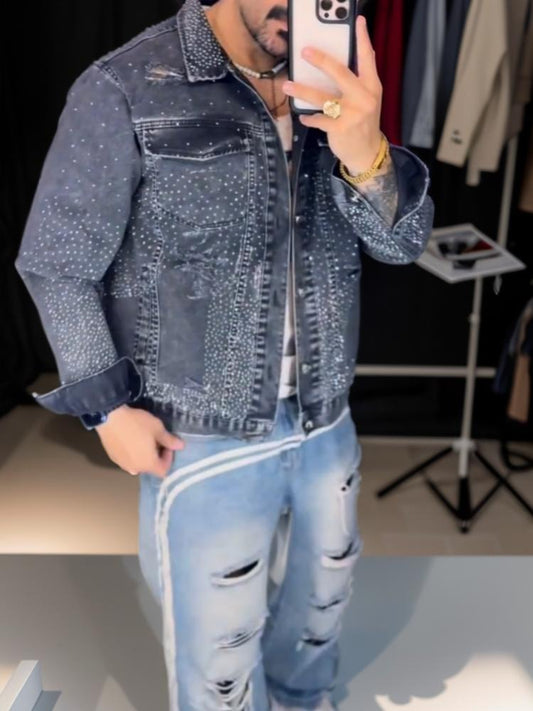 Men's Fashion Shiny Denim Jacket